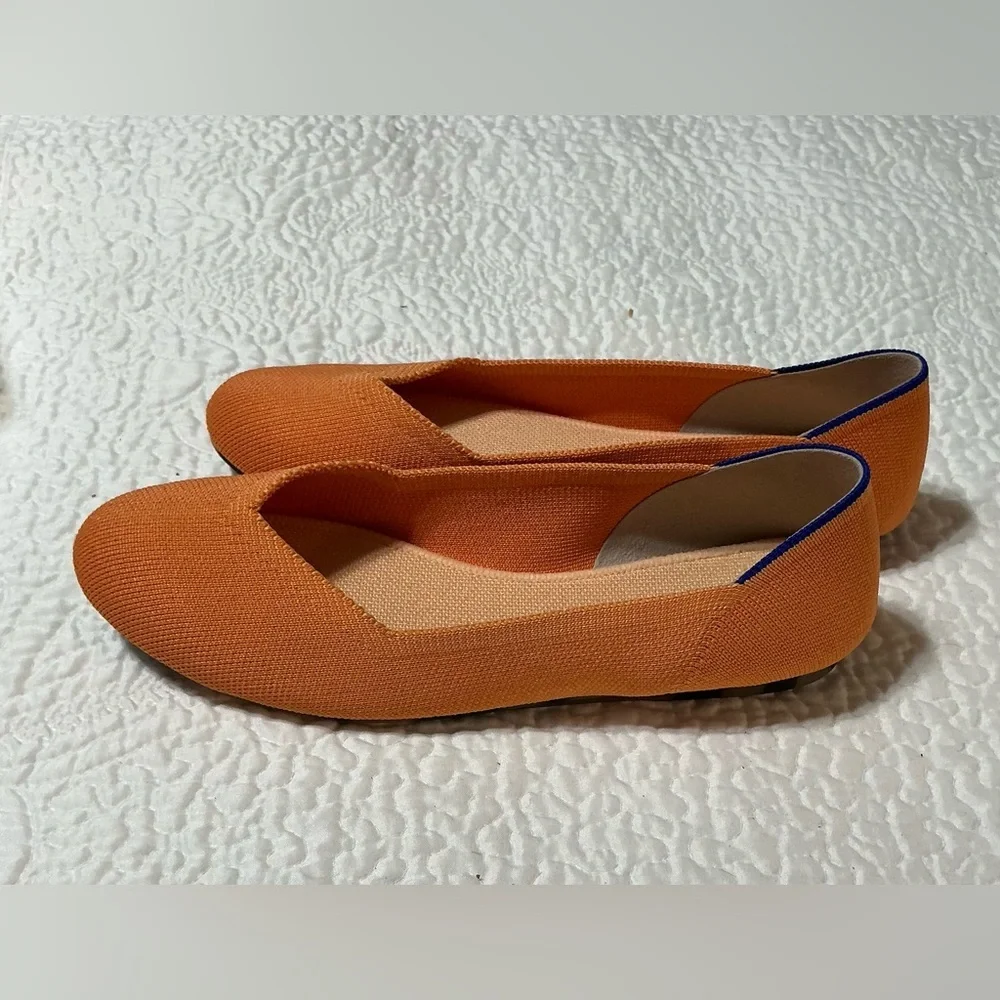 EUC Rothy's Round Toe Flats Tangerine Slip On Shoes Size 8.5